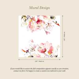 Spring Floral Wall Mural - Watercolor Pink Flower Peel & Stick Wallpaper Romantic Removable Decor - thumbnail 3