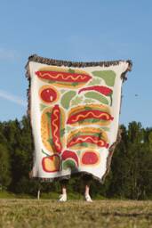 Hotdog Woven Throw Blanket Funny Foodie Decor - thumbnail 1