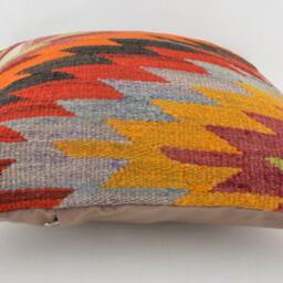 "Kilim Pillow, Wool Kilim Cousin From Anatolia, 40x40 cm, 16""x16" - thumbnail 3