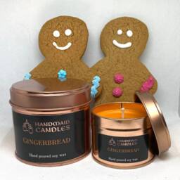 Gingerbread Scented Candle, Soy Wax Tin Container, Christmas Gift For Friend, Stocking Filler, Secret Santa Gift, Halloween Candle - thumbnail 1