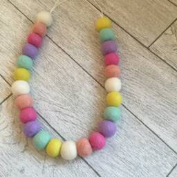 Unicorn Felt Ball Curtain Tie Back Pastel Nursery Decor - thumbnail 2
