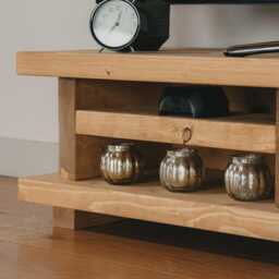 Handmade Solid Wood Tv Unit, Farmhouse Media Console With Open Shelving - thumbnail 3