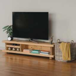 Handmade Solid Wood Tv Unit, Farmhouse Media Console With Open Shelving - thumbnail 2