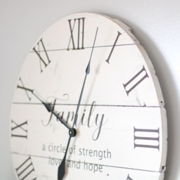 "Large Farmhouse Wall Clock Rustic Wood, ""Family' Design - 25""/30" - thumbnail 3