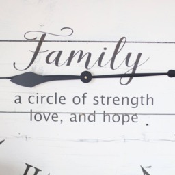 "Large Farmhouse Wall Clock Rustic Wood, ""Family' Design - 25""/30" - thumbnail 4