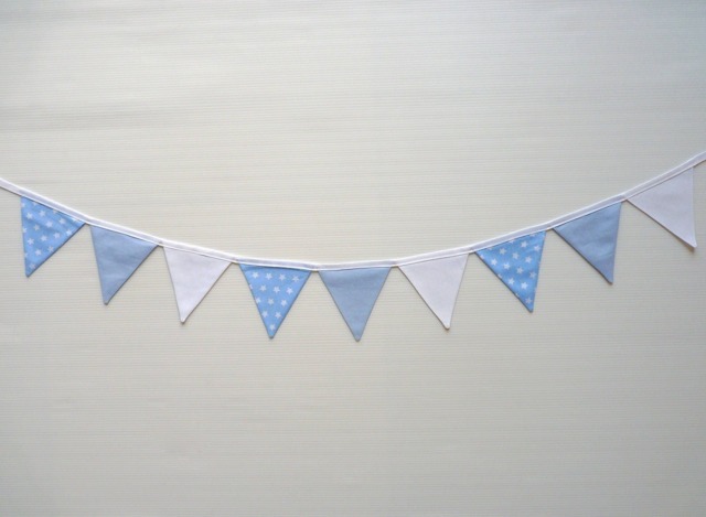 Mini Pennant Fabric Garland, Children's Banner, Blue Decorative Bedroom Decoration - image 1