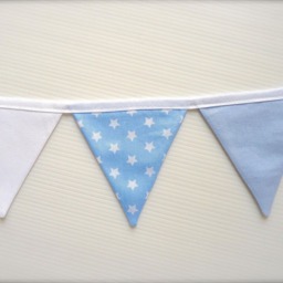 Mini Pennant Fabric Garland, Children's Banner, Blue Decorative Bedroom Decoration - thumbnail 3