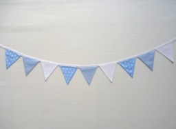 Mini Pennant Fabric Garland, Children's Banner, Blue Decorative Bedroom Decoration - thumbnail 1