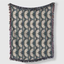 Baby Blue & Beige 1920S Pattern Woven Blankets - thumbnail 2