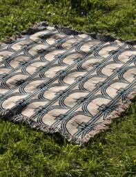 Baby Blue & Beige 1920S Pattern Woven Blankets - thumbnail 1
