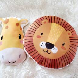 Lion Nursery Pillow, Neutral Animal Baby Room Decor - thumbnail 2