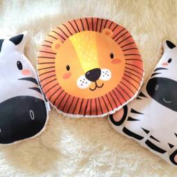 Lion Nursery Pillow, Neutral Animal Baby Room Decor - thumbnail 3