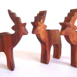 Hand-Carved Plum Wood Deer Sculpture, Wildlife Decor - thumbnail 2