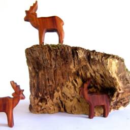 Hand-Carved Plum Wood Deer Sculpture, Wildlife Decor - thumbnail 3
