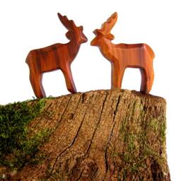 Hand-Carved Plum Wood Deer Sculpture, Wildlife Decor - thumbnail 4