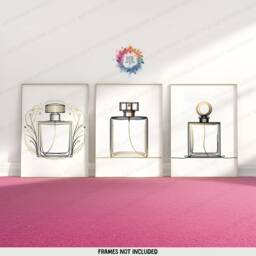 Minimal Perfume Bottle Prints - Set Of 3 Posters - Black Room Decor Make Up Station Wall Art Perfumes Artwork Luxury Girls Bedroom - thumbnail 2