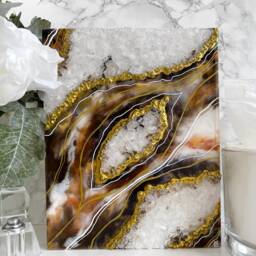 Resin Geode Art, Wall 3D Geode, Rock Painting Canvas, Decor, Wooden Crystal Art - thumbnail 3