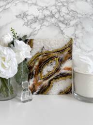 Resin Geode Art, Wall 3D Geode, Rock Painting Canvas, Decor, Wooden Crystal Art - thumbnail 1