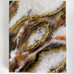Resin Geode Art, Wall 3D Geode, Rock Painting Canvas, Decor, Wooden Crystal Art - thumbnail 2