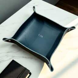 Personalised Leather Valet Tray Catchall Initial Gift Best Man Groomsmen Corporate - thumbnail 2
