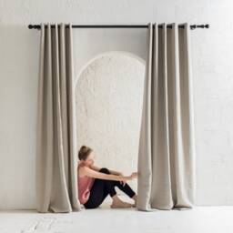 Blackout Linen Curtains With Grommets, Grommet Curtain Panels, Window Curtains, Privacy Lined Eyelet Drapes - thumbnail 2