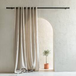 Blackout Linen Curtains With Grommets, Grommet Curtain Panels, Window Curtains, Privacy Lined Eyelet Drapes - thumbnail 3