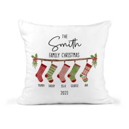 Personalised Christmas Cushion, Family Decoration, Custom Xmas Decor, Hanging Stockings 2025 Home Names - thumbnail 3