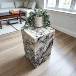 Calacatta Viola Marble Side Table - Modern Accent - thumbnail 3