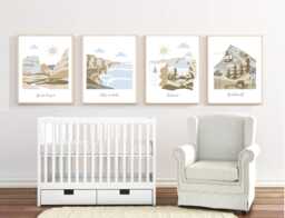 Travel Theme Nursery, Baby Boy, Set Of 4 Prints - thumbnail 1