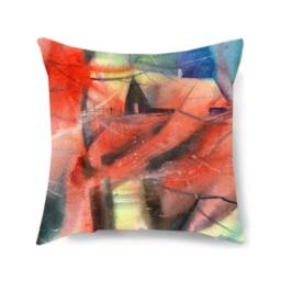 Home Decor Pillow Cover, Fall Pillow, Painted Pillow, Autumn Gift Ideas, Red Autumn Pillow, Cabin Pillow, Christmas Gifts