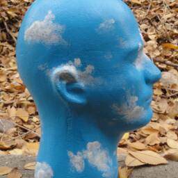 Sky HeadHead in The Clouds Painted Sculpture Art - thumbnail 3