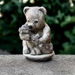 Concrete Teddy Sculpture Cement Bear Figurine Stone Animal Ornament Outdoor Wildlife Decoration Adorable Gift Garden Art - thumbnail 3