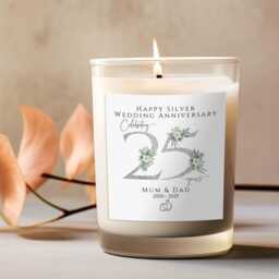 25Th Wedding Anniversary Candle, Silver Gift, Personalised Candle, 25Th Parent, Grandparent - thumbnail 4