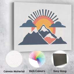 Vintage Mountain Sunrise Landscape Mid Century Modern Canvas Wall Art Print Decor Picture Ready To Hang - thumbnail 2