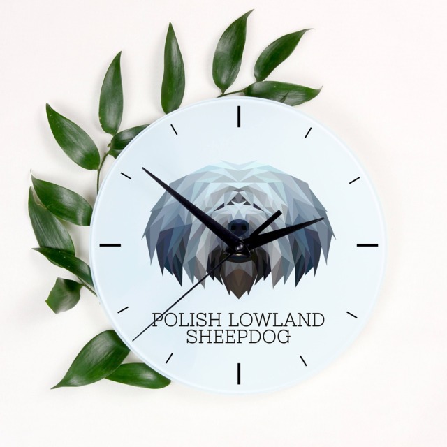 A Clock With A Polish Lowland Sheepdog Dog. New Collection The Geometric Dog - image 1
