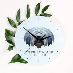 A Clock With A Polish Lowland Sheepdog Dog. New Collection The Geometric Dog
