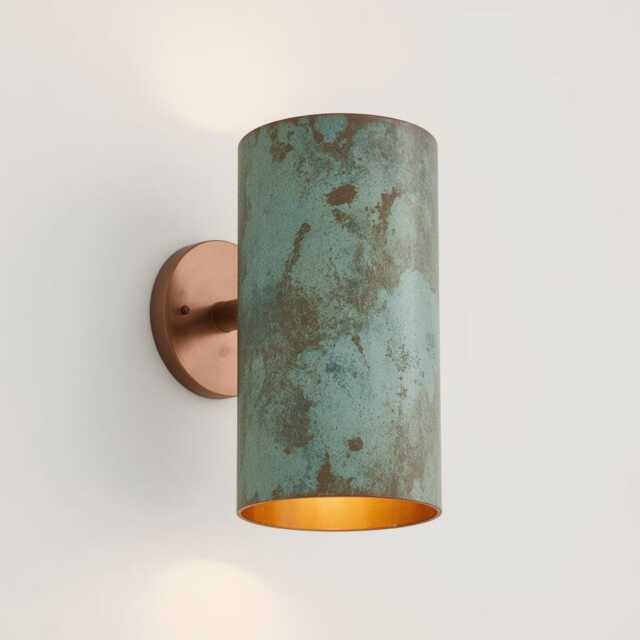 Green Patina Copper Wall Sconce Handmade Rustic Indoor/Outdoor Light - image 1