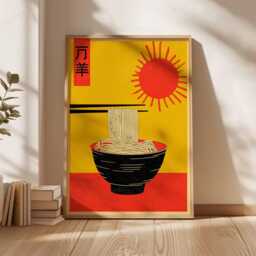 Japanese Ramen Print, Ukiyo-E Style Kitchen Decor, Noodle Wall Art, Woodblock Foodie Poster, Unique Asian Art Gift - thumbnail 3