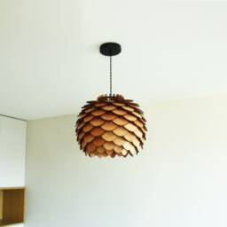 38cm Suspension Light/Wooden Lampshade - thumbnail 2