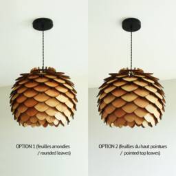38cm Suspension Light/Wooden Lampshade - thumbnail 3