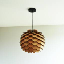 38cm Suspension Light/Wooden Lampshade - thumbnail 1
