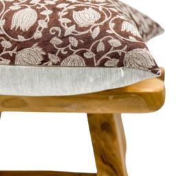 Designer Floral Terra Cotta Burgundy On Natural Linen Pillow Cover, Dark Cover, Boho Pillow, Fall Decor, Pillow - thumbnail 2