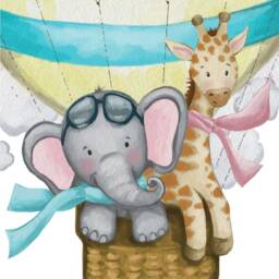 Watercolor Hot Air Balloon Wall Decals Jungle & Woodland Nursery Decor - thumbnail 2