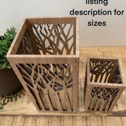 Personalised Wooden Candle Holder Forest Trees Theme - thumbnail 2
