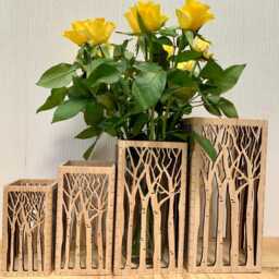 Personalised Wooden Candle Holder Forest Trees Theme - thumbnail 4