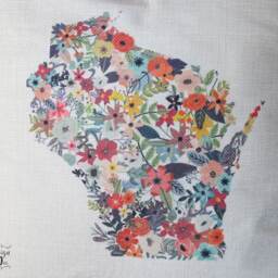 Pillow Cover, Pillow, Case, Custom State, Farmhouse Decor, Throw Home Floral, Wisconsin - thumbnail 3
