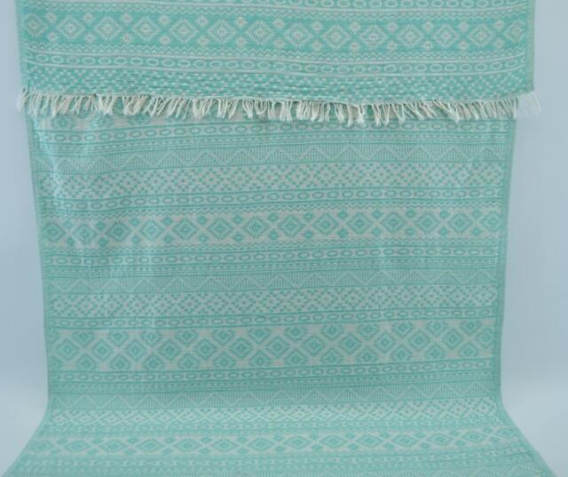 "Mint Green Kilim Towel, Geometric Patterned Towel, Aztec Peshtemal, Turkish Towel, Tribal Towel, Turkish Peshtemal, 36""x69" - image 1