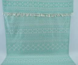 "Mint Green Kilim Towel, Geometric Patterned Towel, Aztec Peshtemal, Turkish Towel, Tribal Towel, Turkish Peshtemal, 36""x69" - thumbnail 1