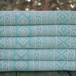 "Mint Green Kilim Towel, Geometric Patterned Towel, Aztec Peshtemal, Turkish Towel, Tribal Towel, Turkish Peshtemal, 36""x69" - thumbnail 3