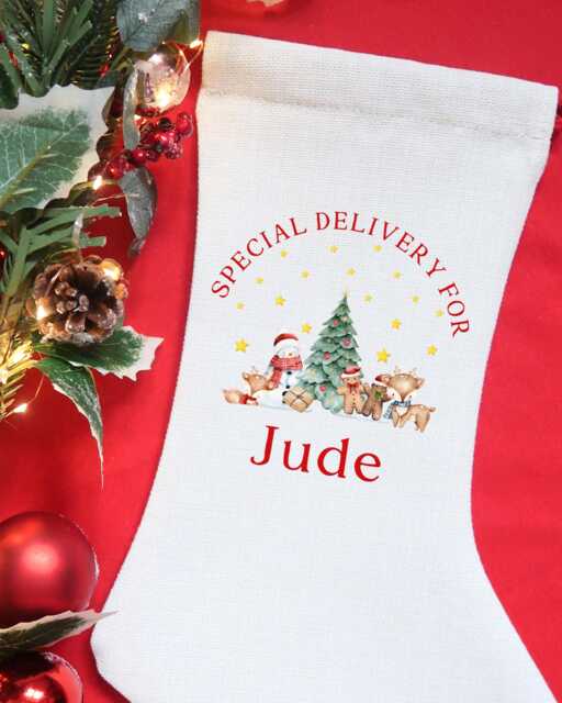 Personalised Kids Christmas Stocking, Special Delivery Stocking Name Personalised, Children Gift - image 1